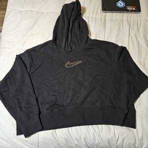 Womens Nike Stardust Pullover Hoodie Size 1X Cropped Black Gold